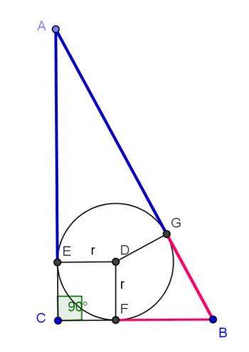 Катеты прямоугольного прямоугольника равны 30 и 40 см. найдите радиус вписанной в этот треугольник о