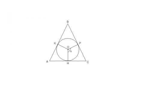Площадь равностороннего треугольника равна s. найдите: а) длину вписанной окружности; б) длину дуги,