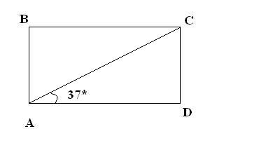 Диагональ ас прямоугольника abcd=8 см и составляет сторону ad угол 37 градусов. найти площадь прямоу