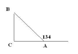 Определите углы прямоугольного треугольного треугольника, если один из внешних углов равен 134 граду