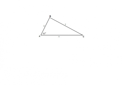 2стороны треугольника равны 3 и 7 см. а угол противоположный большей из них равен 60 градусам а) най