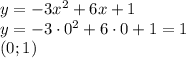 y=-3x^2+6x+1\\ y=-3\cdot 0^2+6\cdot 0+1=1\\ (0;1)