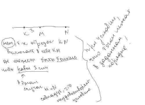 Точки к, м и n лежат на одной прямой, км=3см. может ли отрезок кn быть меньше отрезка км?