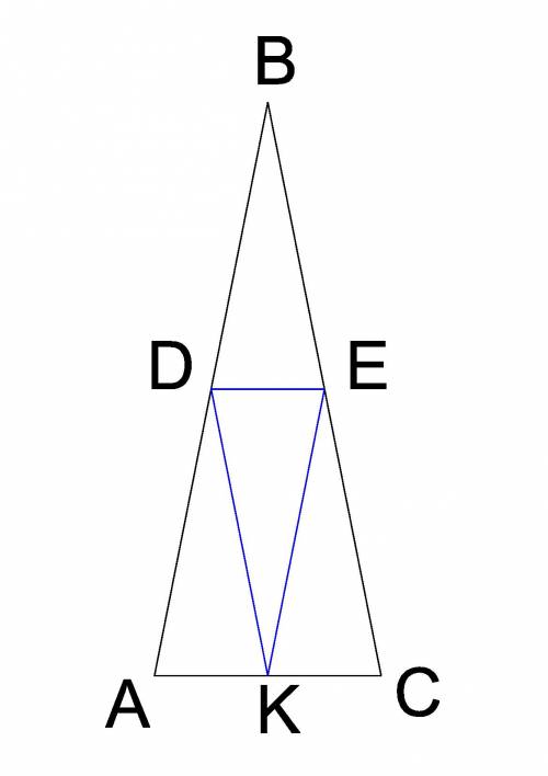 Доказать что середина сторон равнобедренного треугольника являются вершинами другого равнобедренного