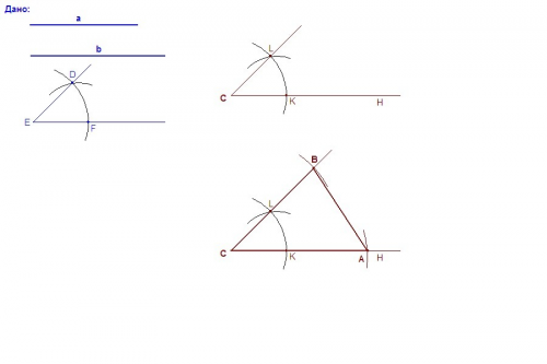 Объясните, как построить треугольник по двум сторонам и углу между ними.