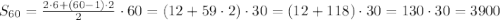 S_{60}=\frac{2\cdot6+(60-1)\cdot2}{2}\cdot 60=(12+59\cdot2)\cdot30=(12+118)\cdot30=130\cdot30=3900