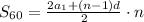 S_{60}=\frac{2a_1+(n-1)d}{2}\cdot n