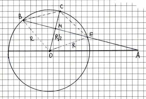 Вне окружности радиуса к взята точка а, из которой проведены две секущие, одна — проходящая через це