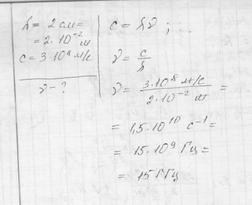 Определить частоту электромагнитных волн в воздухе, длина которых равна 2 см