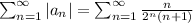 \sum_{n=1}^{\infty}|a_n|=\sum_{n=1}^{\infty}\frac{n}{2^n(n+1)}