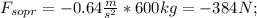 F_{sopr}=-0.64\frac{m}{s^2}*600kg=-384 N;