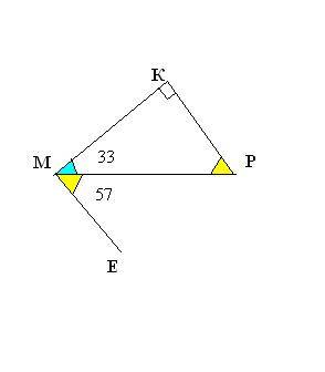 Через вершину м треугольника мкр с прямым углом, к проведена прямая параллельная стороне кр. найдите
