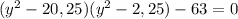 (y^2-20,25)(y^2-2,25)-63=0