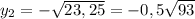 y_2=-\sqrt{23,25}=-0,5\sqrt{93}