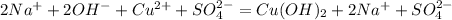 2Na^{+}+2OH^{-}+Cu^{2+}+SO_{4}^{2-}=Cu(OH)_{2}+2Na^++SO_{4}^{2-} 