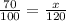  \frac{70}{100} = \frac{x}{120} 