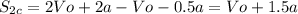 S_{2c}=2Vo+2a-Vo-0.5a=Vo+1.5a