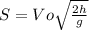 S=Vo\sqrt{\frac{2h}{g}}