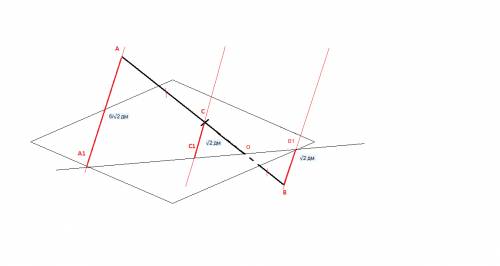 Отрезок ab пересекает плоскость альфа ,точка c - середина ab .через точки a b c проведены паралеьные