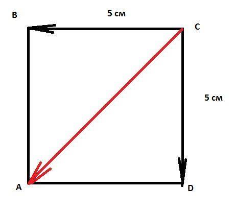 Решите это , . длина стороны квадрата abcd равна 5 см.тогда длина вектора ca