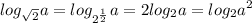 \displaystyle log_{ \sqrt{2}}a=log_{2^{ \frac{1} {2}}}a=2log_2a=log_2a^2