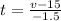 t=\frac{v-15}{-1.5} 