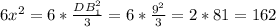 6x^2=6*\frac{DB_1^2}{3}=6*\frac{9^2}{3}=2*81=162