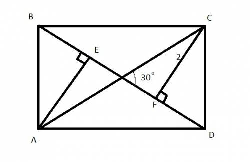 Впрямоугольнике авсd ае и сf - перпендикуляры, опущенные из вершин а и с на диагональ вd. угол между