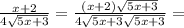  \frac{x+2}{4 \sqrt{5x+3} } = \frac{(x+2)\sqrt{5x+3}}{4 \sqrt{5x+3} \sqrt{5x+3}} =