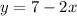 y= 7-2x 