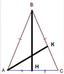 Высота равнобедренного треугольника, проведенная к его основанию, равна 4. длина основания равна 6. 