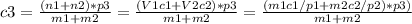 c3=\frac{(n1+n2)*p3}{m1+m2}=\frac{(V1c1+V2c2)*p3}{m1+m2} =\frac{(m1c1/p1+m2c2/p2)*p3)}{m1+m2} 