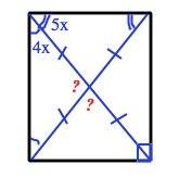 Найдите угол между диагоналями прямоугольника , если каждая из них делит угол прямоугольника в отнош
