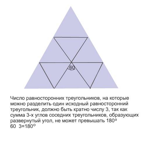 Можно ли равносторонний треугольник разрезать на 10 равносторонних треугольников? , с объяснением)