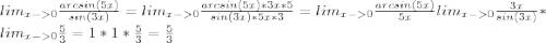 Lim arcsin(x)^sin(x) при x стремится к 0