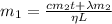 m_{1}=\frac{cm_{2}t+\lambda m_{2}}{\eta L}