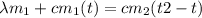 \lambda m_{1}+cm_{1}(t)=cm_{2}(t2-t)