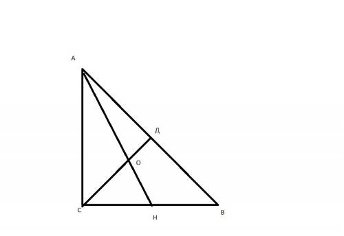 Острый угол прямоугольного треугольника равен 32 градуса.найдите острый угол образованный биссектрис