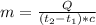 m=\frac{Q}{(t_2-t_1)*c}