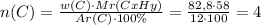 n(C)=\frac{w(C)\cdot{Mr(CxHy)}}{Ar(C)\cdot100\%}=\frac{82,8\cdot58}{12\cdot100}=4