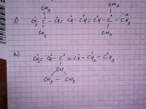 Напишите структурные формулы: а)3-изопропилгексадиена-1,3 б)2,2,7,7-тетраметилоктадиена-3,5