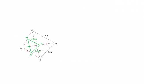 Ребро правильного тетраэдра равно 3 см . а1 ,d1,c1-средние точки.найти площадь a1d1c1