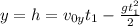 y = h = v_{0y} t_1 - \frac{gt_1^2}{2}