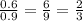 \frac{0.6}{0.9}=\frac{6}{9}=\frac{2}{3}