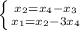 \left \{ {{x_{2}=x_{4}-x_{3}} \atop {x_{1}=x_{2}-3x_{4}}} \right.