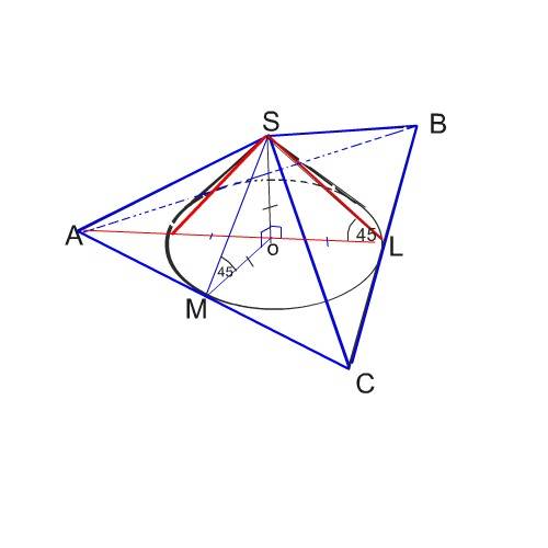 Вправильной треугольной пирамиде сторона основания равна а, а боковые грани наклонены к плоскости ос