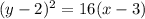 (y-2)^2 =16(x-3)