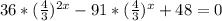 36*( \frac{4}{3} )^{2x} -91*( \frac{4}{3}) ^x+48=0