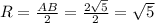 R=\frac{AB}{2}=\frac{2\sqrt{5}}{2}=\sqrt{5}