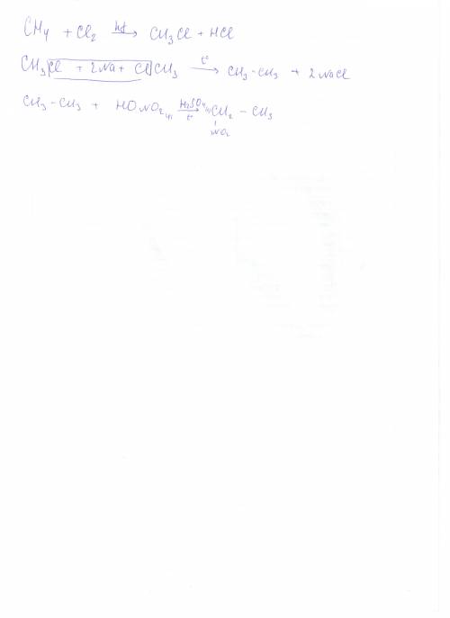 Напишите уравнения реакций, при которыхможно осуществить превращения по схеме: ch4-ch3cl-c2h6-c2h5no